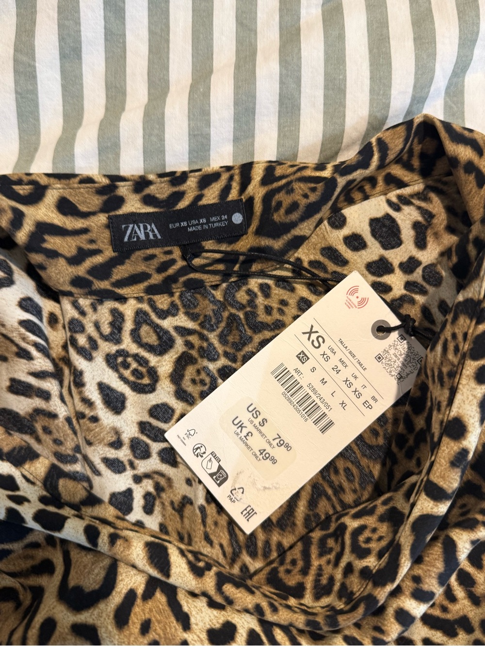 ZARA Leopard print satin midi skirt XS